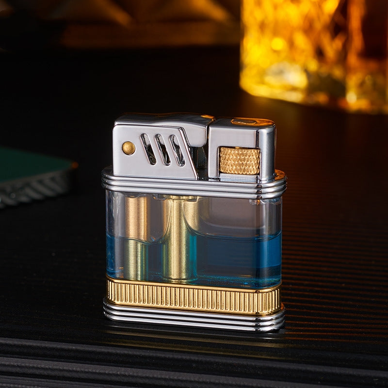 Creative Transparent Bin Retro Grinding Wheel Kerosene Lighter