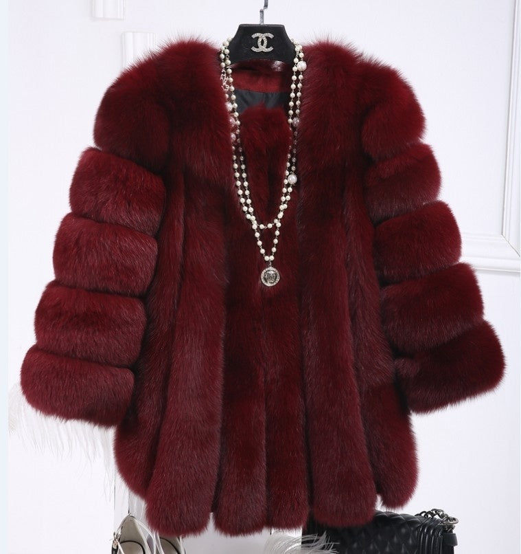 Fox Fur Mid-length Coat For Women