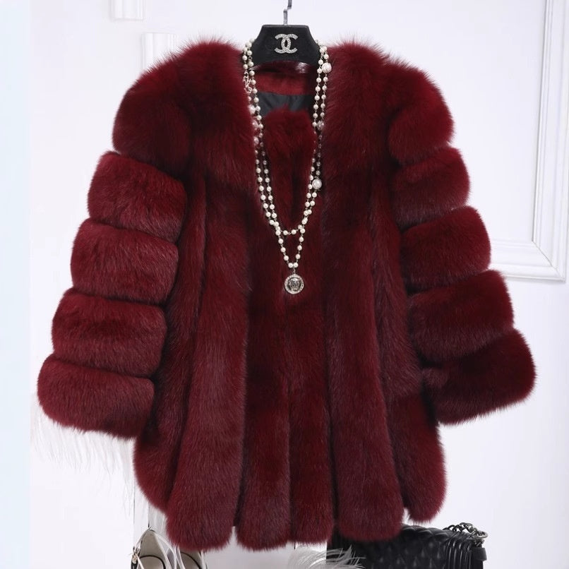 Fox Fur Mid-length Coat For Women