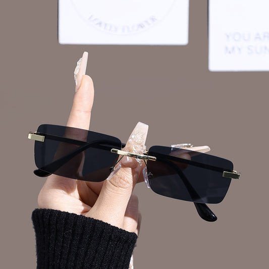 New Square Frameless Trimming Sunglasses