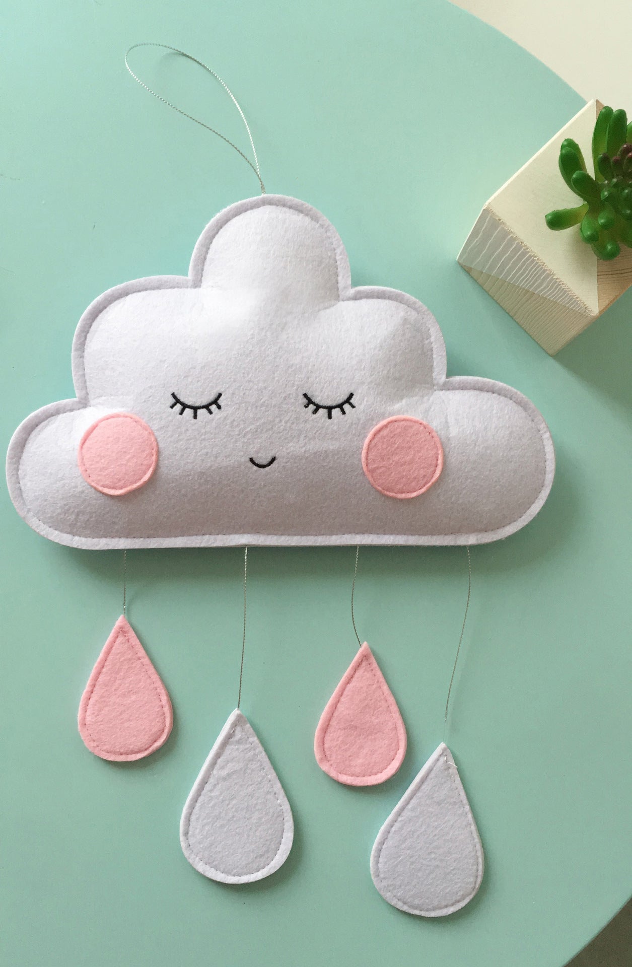 Clouds Felt Raindrops Pendant Children's Room Home Decoration