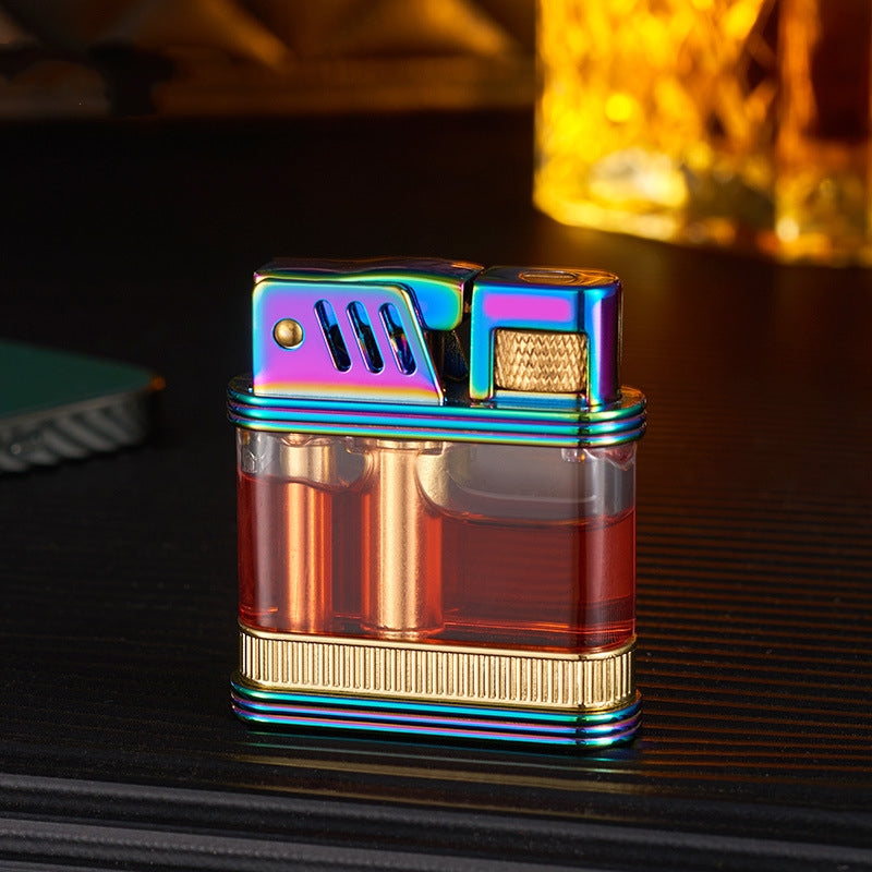 Creative Transparent Bin Retro Grinding Wheel Kerosene Lighter