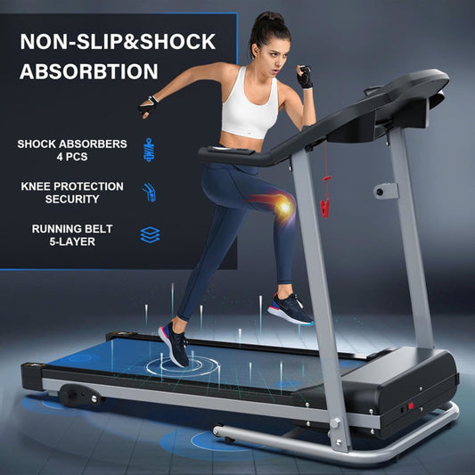 Compact Folding Treadmill For Home - 2.5HP Quiet Brushless Motor, 3-Level Incline, 7.5 MPH, Shock Absorption, Space-Saving Design For Running, Walking - Treadmill For Small Spaces & Home Use