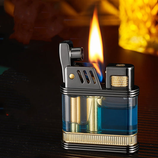 Creative Transparent Bin Retro Grinding Wheel Kerosene Lighter