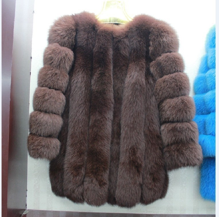 Fox Fur Mid-length Coat For Women